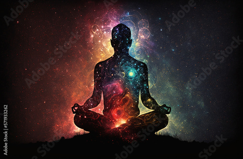 Enlightenment trough meditation. Spiritual awakening tantric meditation. Generative AI