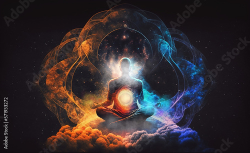 Enlightenment trough meditation. Spiritual awakening tantric meditation. Generative AI