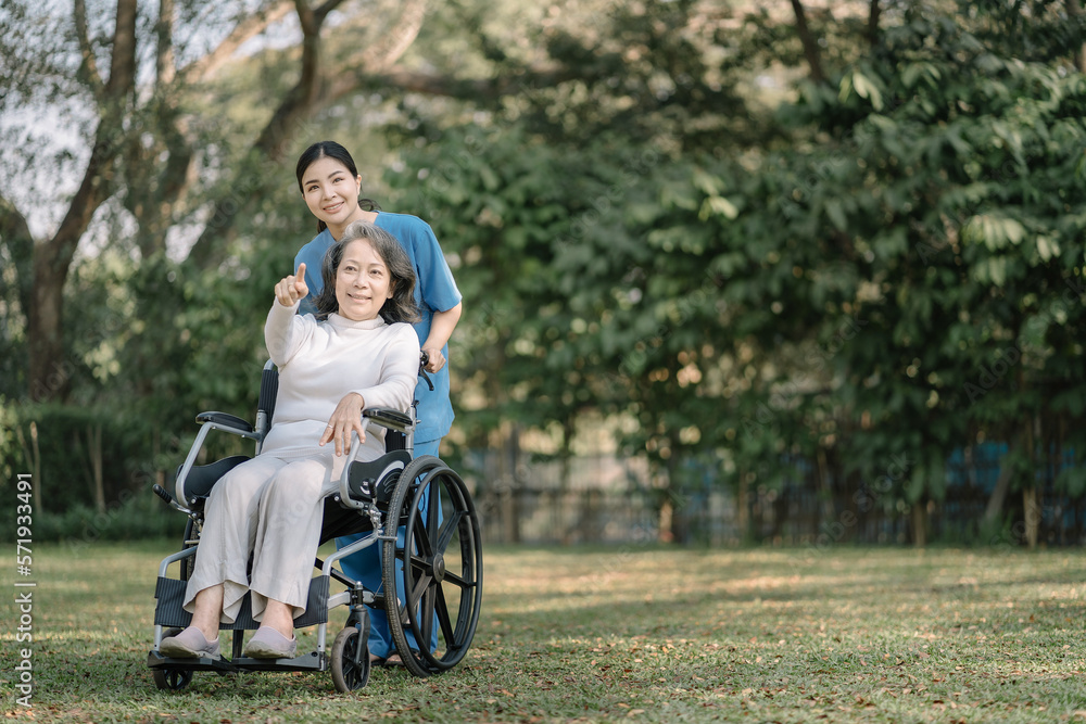 Nurse takes care of old patient. Nurse takes care of old patient.