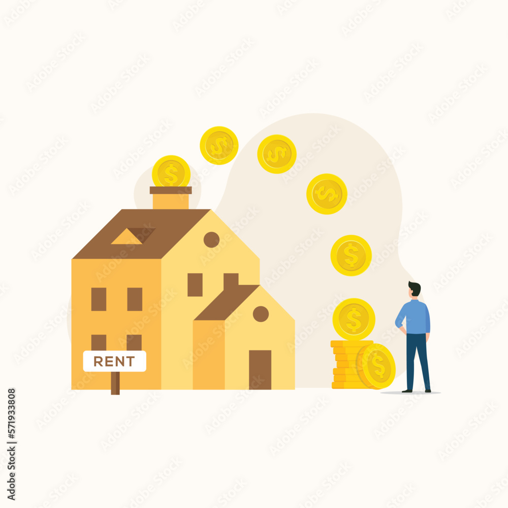 People make money from house rent concept vector illustration People make money from house rent concept vector illustration