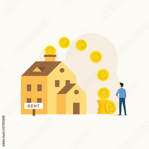 People make money from house rent concept vector illustration