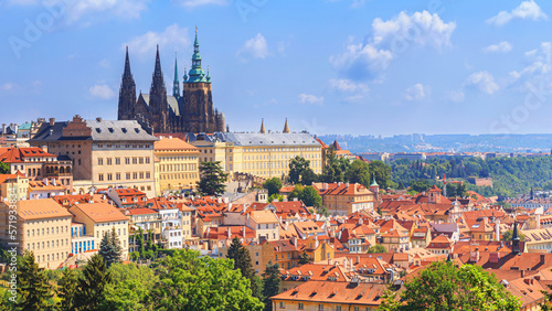 Fotografie Summer cityscape, panorama, banner - view of the Mala Strana historical district