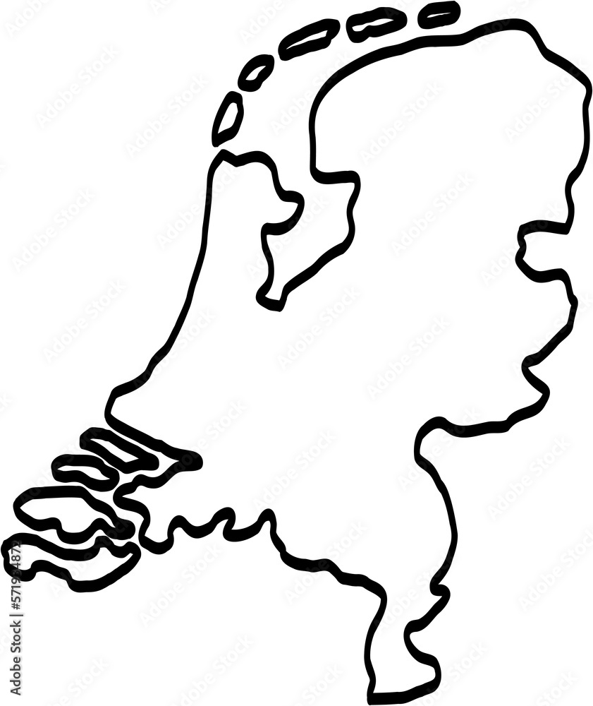 doodle freehand drawing of netherland map.