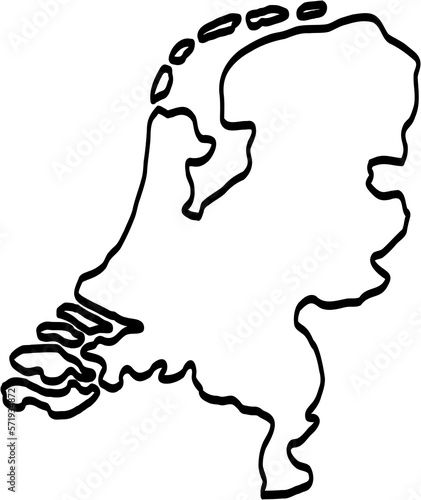doodle freehand drawing of netherland map.