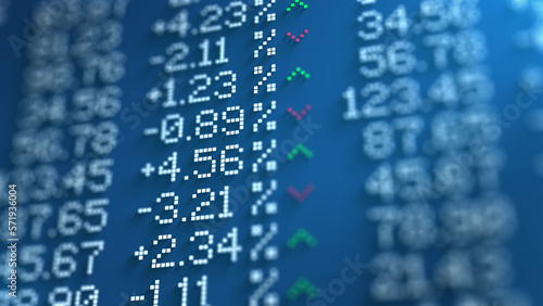 Canvastavla Stock market exchange prices tops and flops background blue
