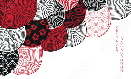 abstract japanese landscape on light background with bright colours