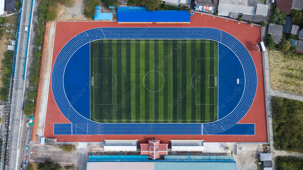 A soccer stadium top view. The stadium was. Aerial View Of Stadium