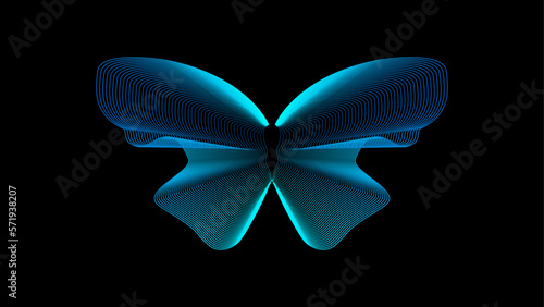 Concept of metaverse, virtual reality experience with abstract sphere, Shiny abstract butterfly futuristic wave vector illustration eps10 lines technology backgound