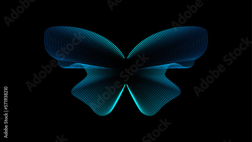 Concept of metaverse, virtual reality experience with abstract sphere, Shiny abstract butterfly futuristic wave vector illustration eps10 lines technology backgound