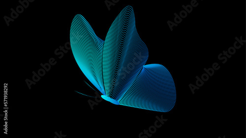 Concept of metaverse, virtual reality experience with abstract sphere, Shiny abstract butterfly futuristic wave vector illustration eps10 lines technology backgound