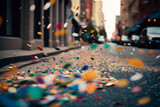 Confetti on the street concept. Generative ai