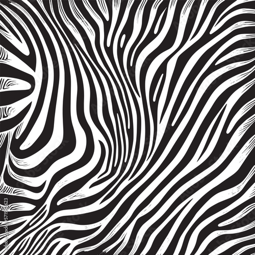 Monochrome Zebra Stripes Seamless Vector Pattern  Black and White Animal Print for Fabric  Textile  Fashion  Wrapping Paper  Background  Wallpaper  and Stationery