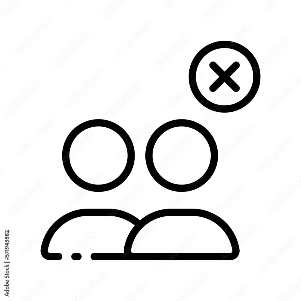 Mans with button line icon. Cross, checkmark, tick. Payment failure, unsuccessfully, error, done, checked, mistake, ok, reject. Vector line icon on white background Mans with button line icon. Cross, checkmark, tick. Payment failure, unsuccessfully, error, done, checked, mistake, ok, reject. Vector line icon on white background