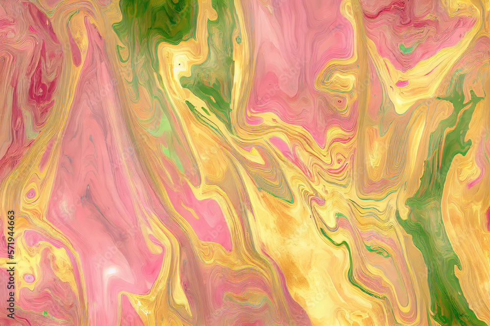 Golden, pink and green marble background