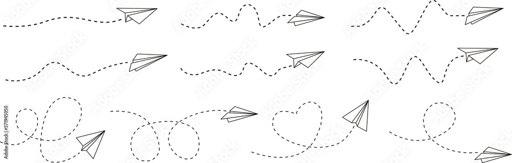 Hand drawn doodle paper airplane - obrazy, fototapety, plakaty 