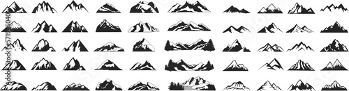Mountain icons set silhouette