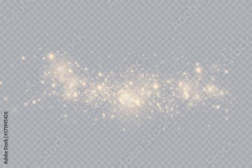 Golden glitter.Light effect.Glittering particles background. Gold dust on a transparent background.