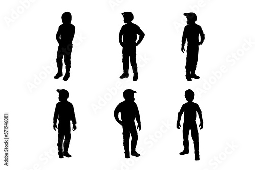Set of silhouettes of motocross rider vector design