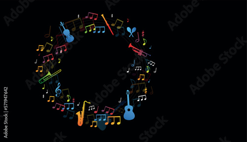 cornice circolare, cerchio, musica, concerto, banda musicale, grafica musica