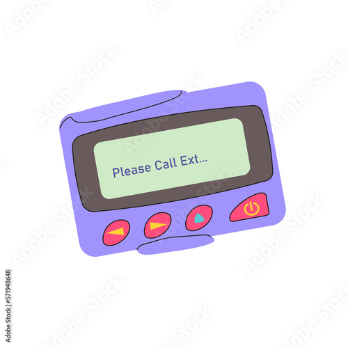 Old pager. Colorful 90s pager. Nostalgia, old school, retro technology design, vintage concept vector