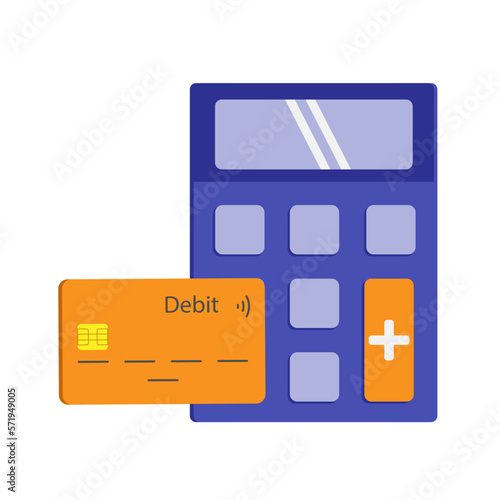 vector icon debit card and calculator