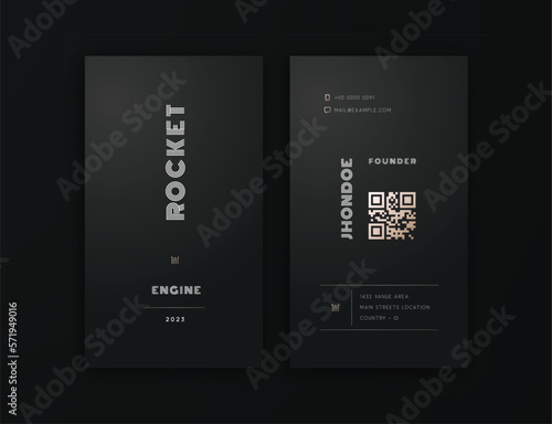 Vertical Modern Professional Business Card Template with QR Code and Gold Accent