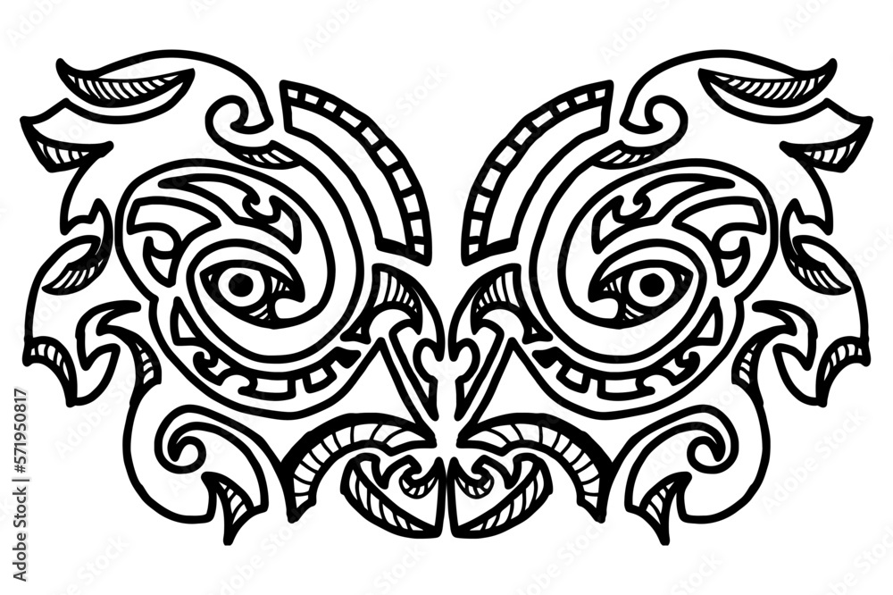 Fototapeta premium Owl Mask Tribal Tattoo Design
