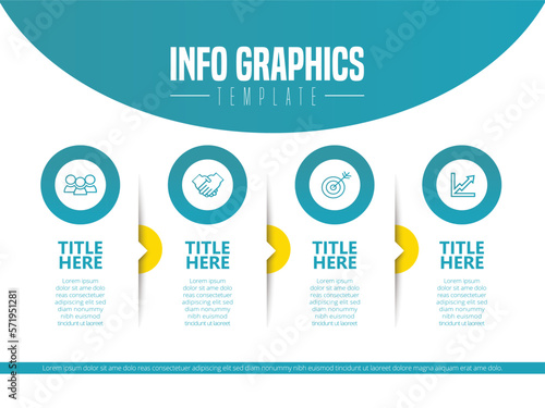 Abstract infographic showing the 4-step process of a business plan For presentations and posters. Vector illustration.