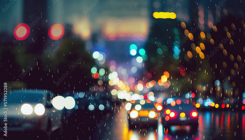 Night city life with bokeh background