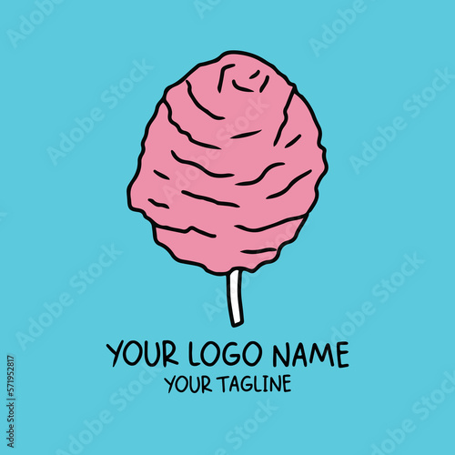 Cotton candy logo and icon, suitable for dessert shop logo, restaurant logo, icon, sticke pack and graphi design elements