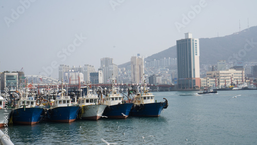 fishing boats moored at Busan Port © 영복 엄