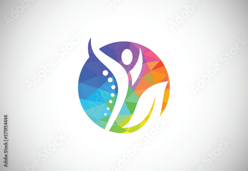 Low Poly Medical Chiropractic Concept Logo Design Template