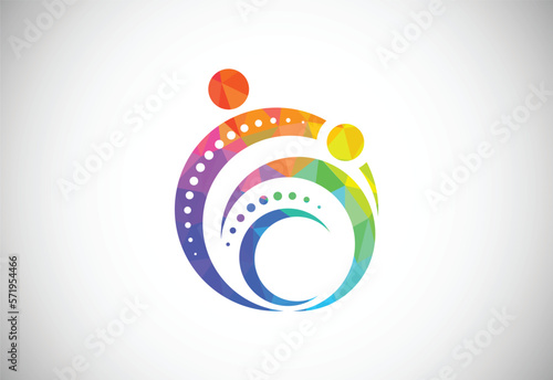 Low Poly Medical Chiropractic Concept Logo Design Template