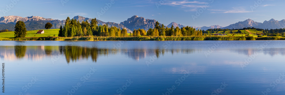 Panoramic view to alps mountain range in Bavaria, Germany