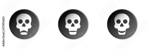 Positive, neutral, and negative skull icon. Flat vector illustration.