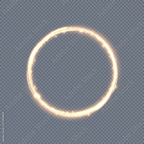 Vector circular light beam isolated on transparent background. Glowing neon light effect. Vector illustration. Glowing ellipse line. lighting png 
