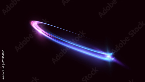 Vector illustration of dynamic light sources on a dark background. High speed in night abstraction. Abstract light swirl. For web design, game design. PNG vector