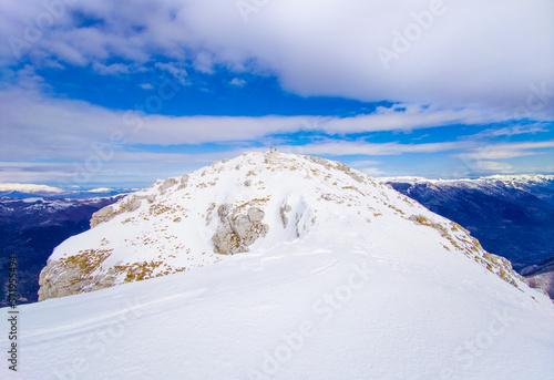 Pizzo Deta (Italy) - A snow view of the high peak in the Monti Ernici, province of Frosinone, with an elevation over 2000 metres. The path of departure is in Prato di Campoli.  photo