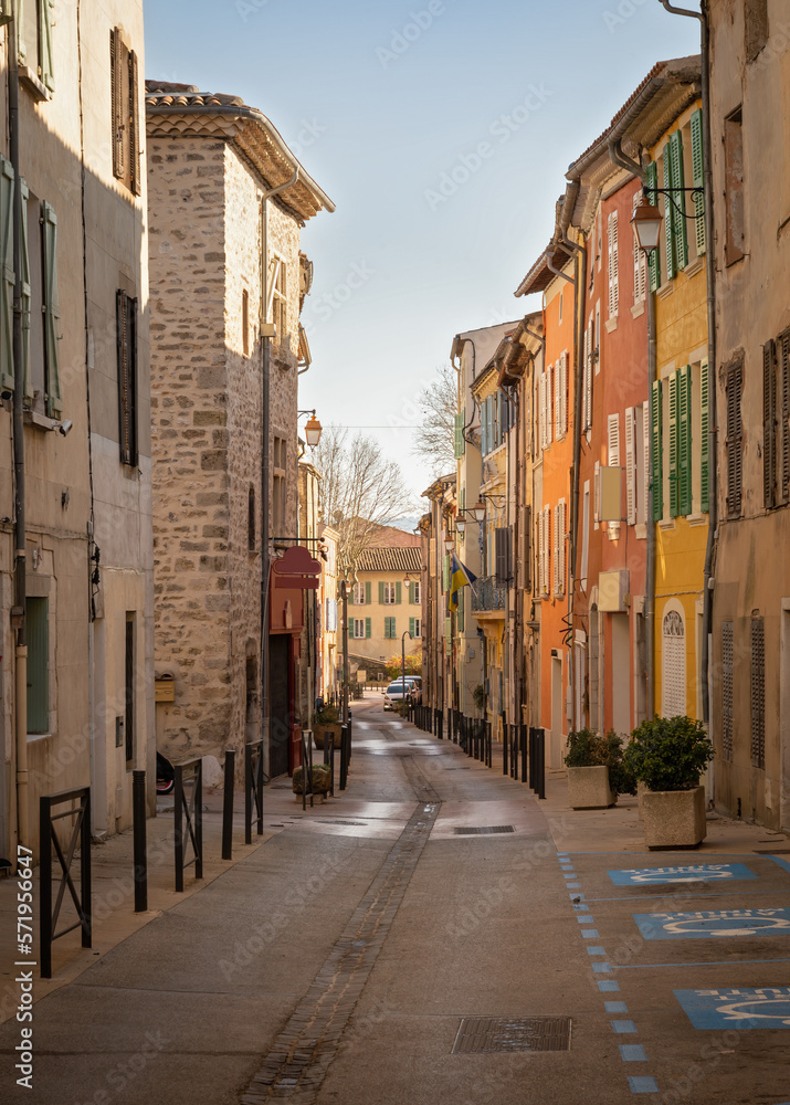 View of a street in the small town of La Roquebrussane in the Var department, in the Provence region of France
