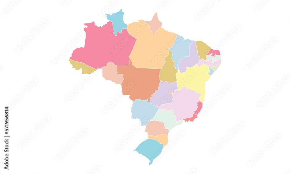 Colorful Brazil Map, perfect for office, company, school, social media, advertising, printing and more