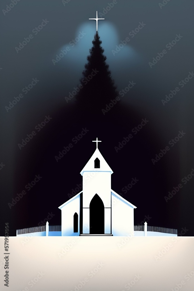 minimalist church at night