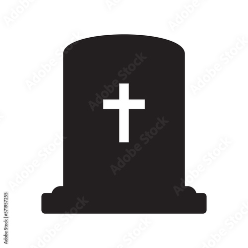 Funeral gravestone icon. Tombstone icon. Rip grave icon vector.