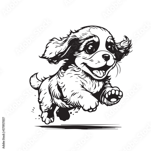 Cute baby dog playing illustration Cartoon, cute dog puppy vector, vector silhouette