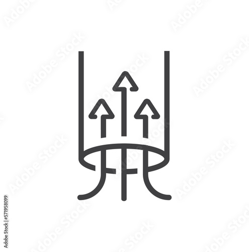 Three arrows symbolizing suction, vector, icon.