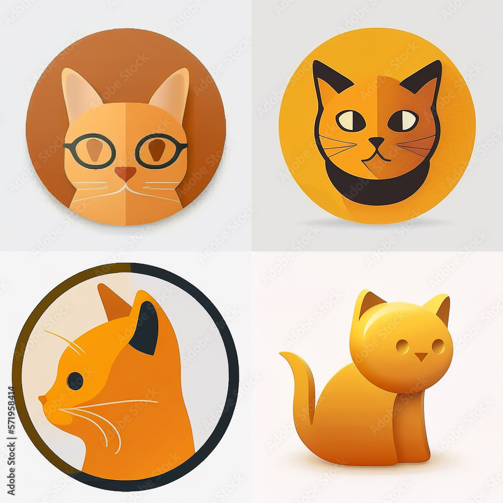 cat icon set avatar logo