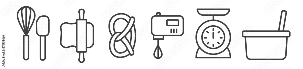 Bakery thin line icon collection. Isolated on white background - vector Illustration Bakery thin line icon collection. Isolated on white background - vector Illustration