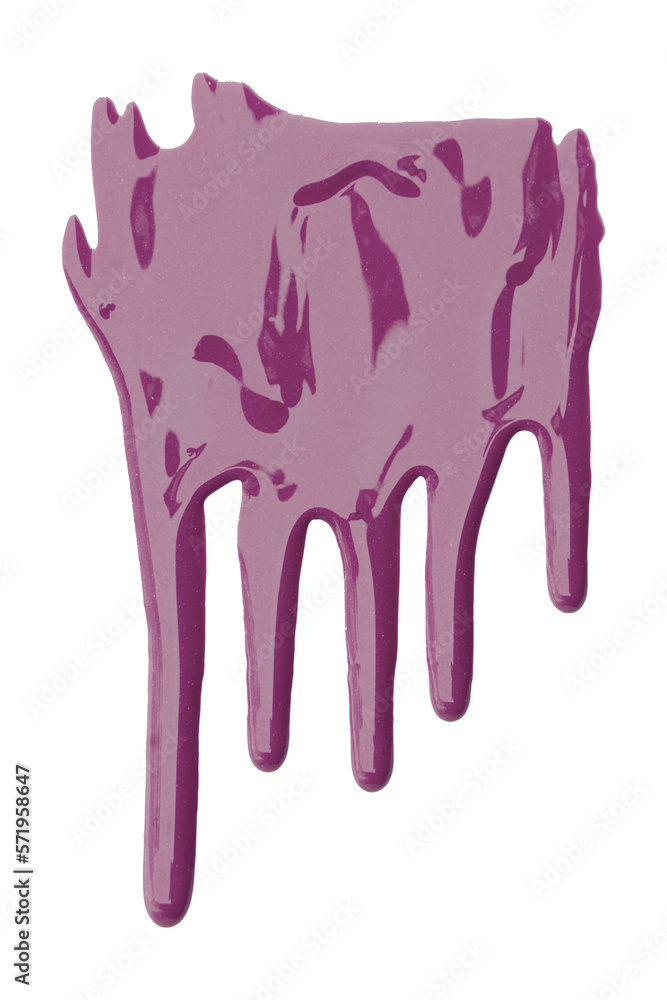 Dark purple with pigment flowing down. Isolated on transparent background.