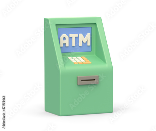 Realistic 3d icon of atm automatic deposit machine