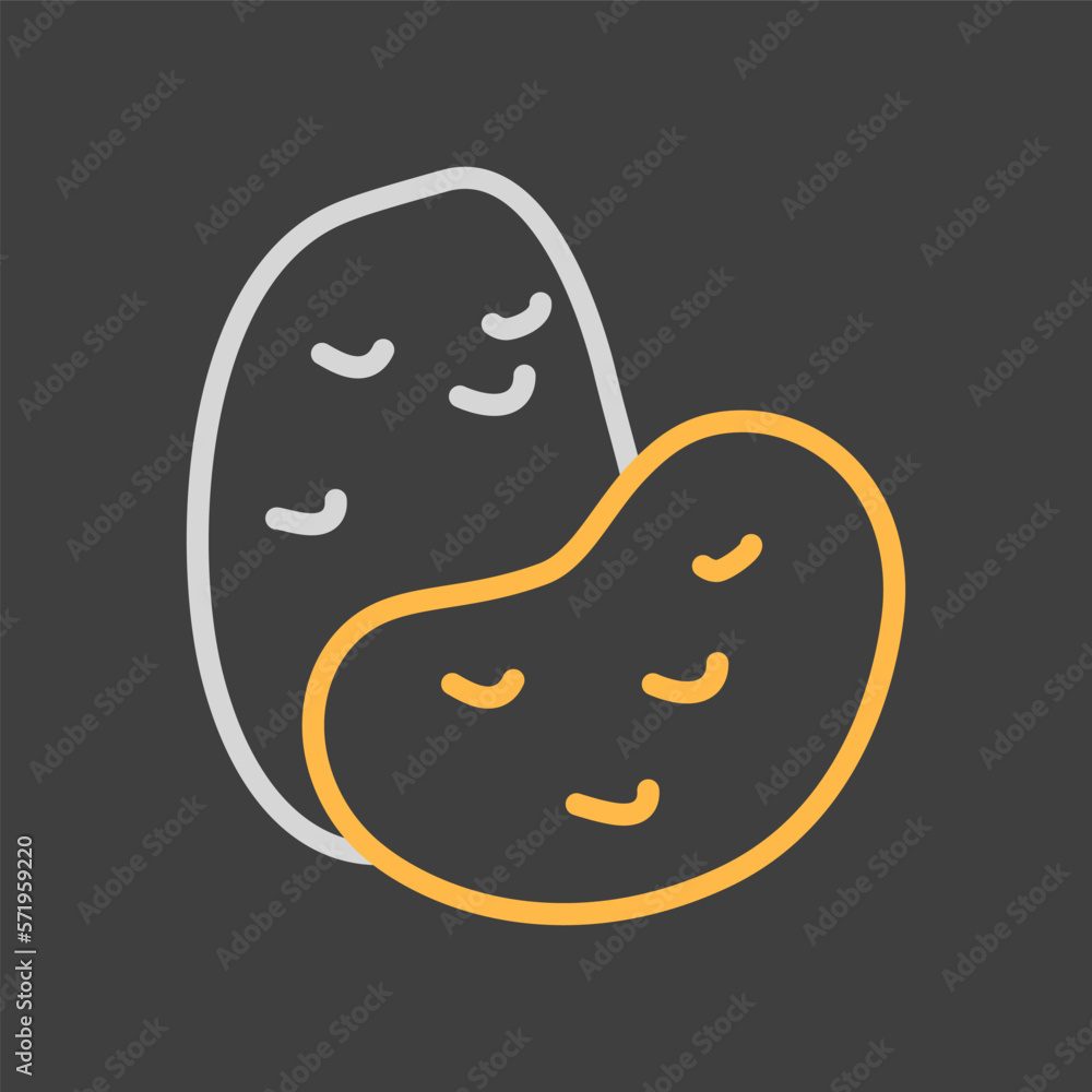 Potatoes isolated vector on dark background icon Potatoes isolated vector on dark background icon