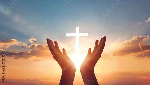 Religious concept:Human hands open palm up worship